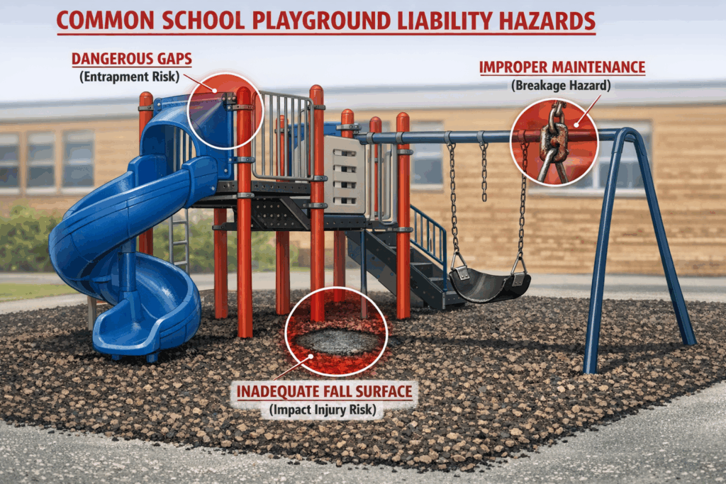 large, composite school playground structure