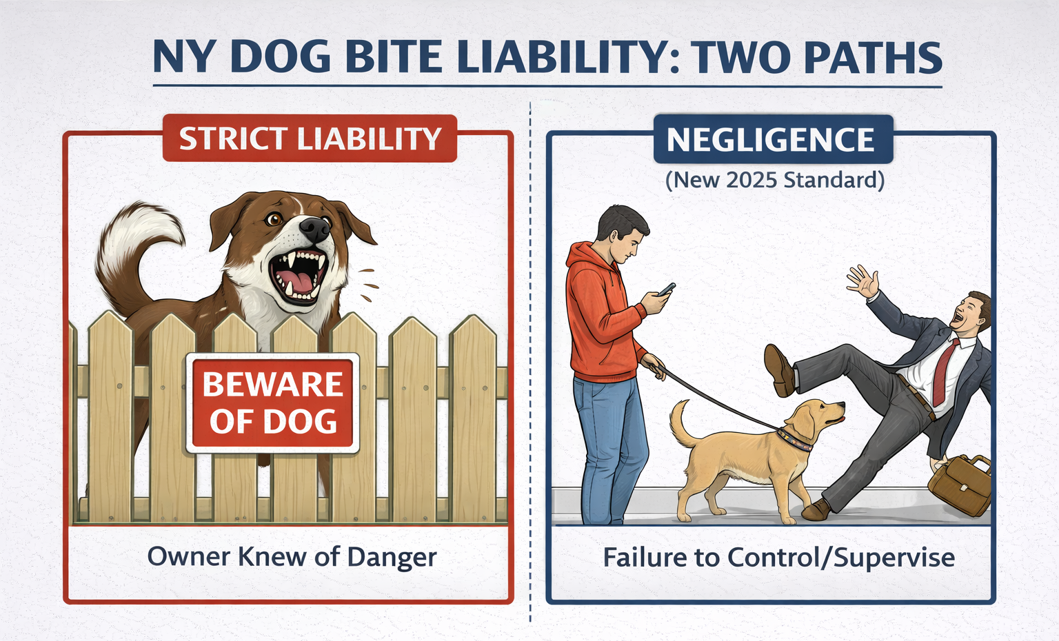 NY DOG BITE LIABILITY: TWO PATHS