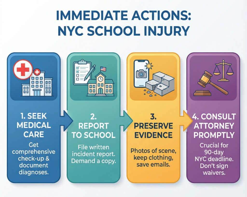 IMMEDIATE ACTIONS: NYC SCHOOL INJURY.