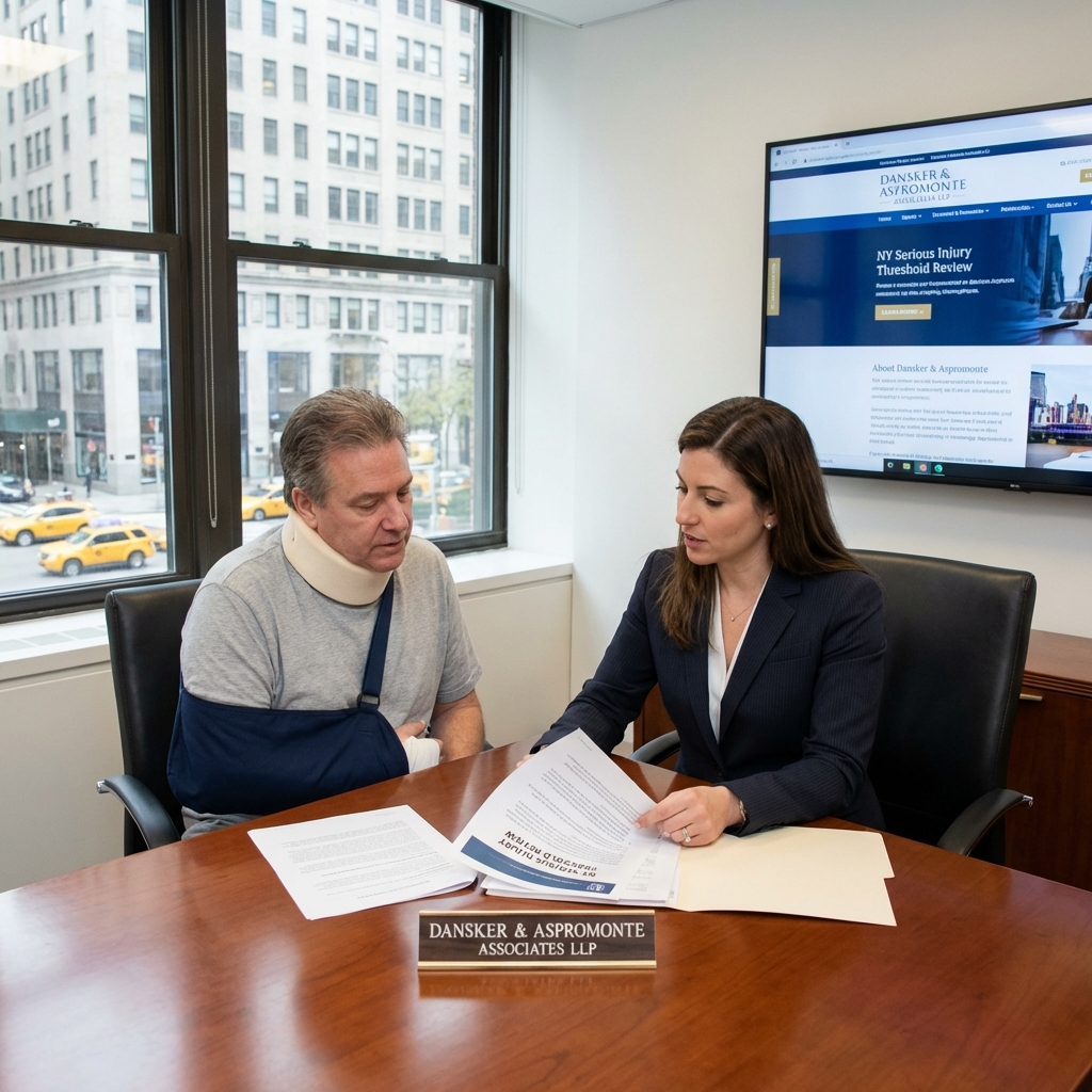 New York car accident victim consulting personal injury attorney firm Dansker & Aspromonte Associates LLP about serious injury threshold eligibility